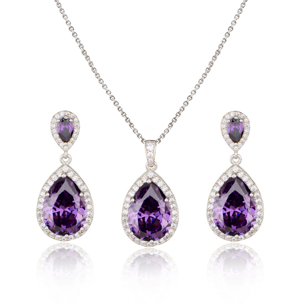 Ensemble collier et boucles d'oreilles en zircon pour femme, bijoux tendance