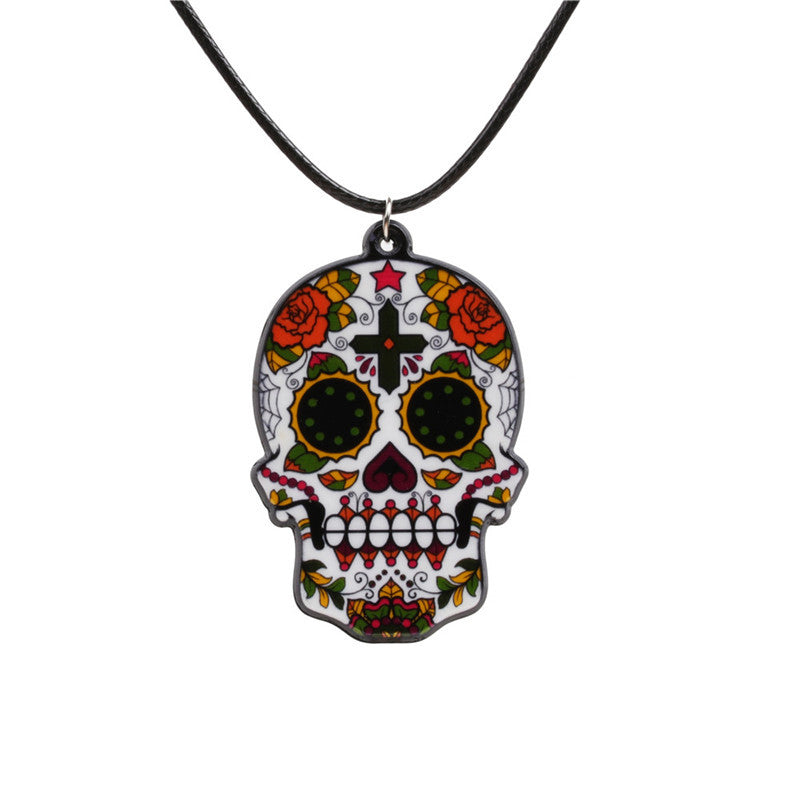 Collar de calavera y rosa de Halloween para mujer