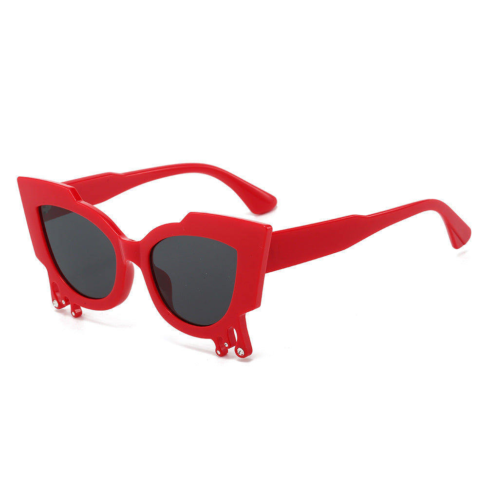 Gafas de sol de Halloween con diseño de ojo de gato y lágrimas de diablo para mujer