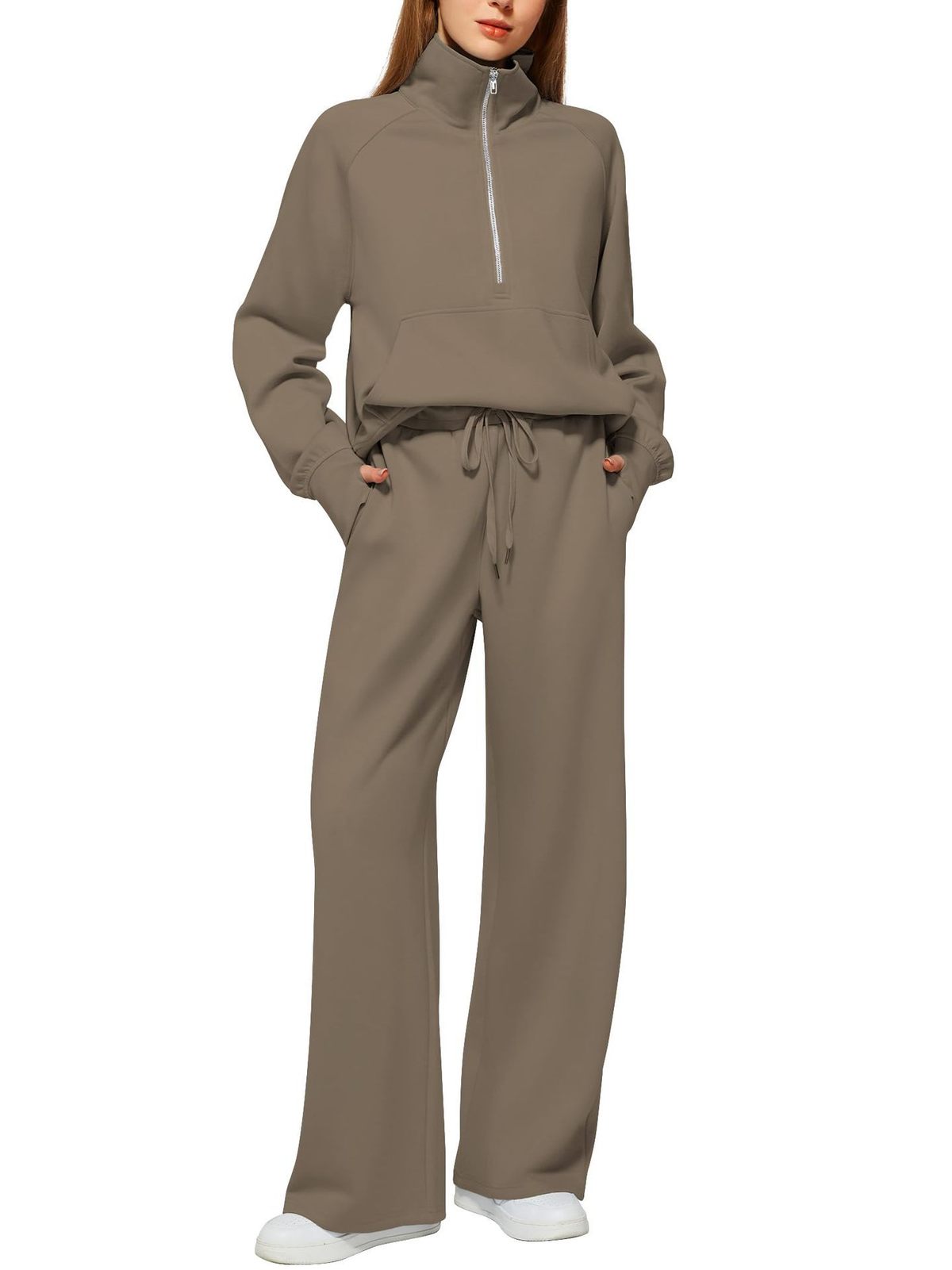 Oversized Women Two-Piece Hoodie and Wide-Leg Pants Set