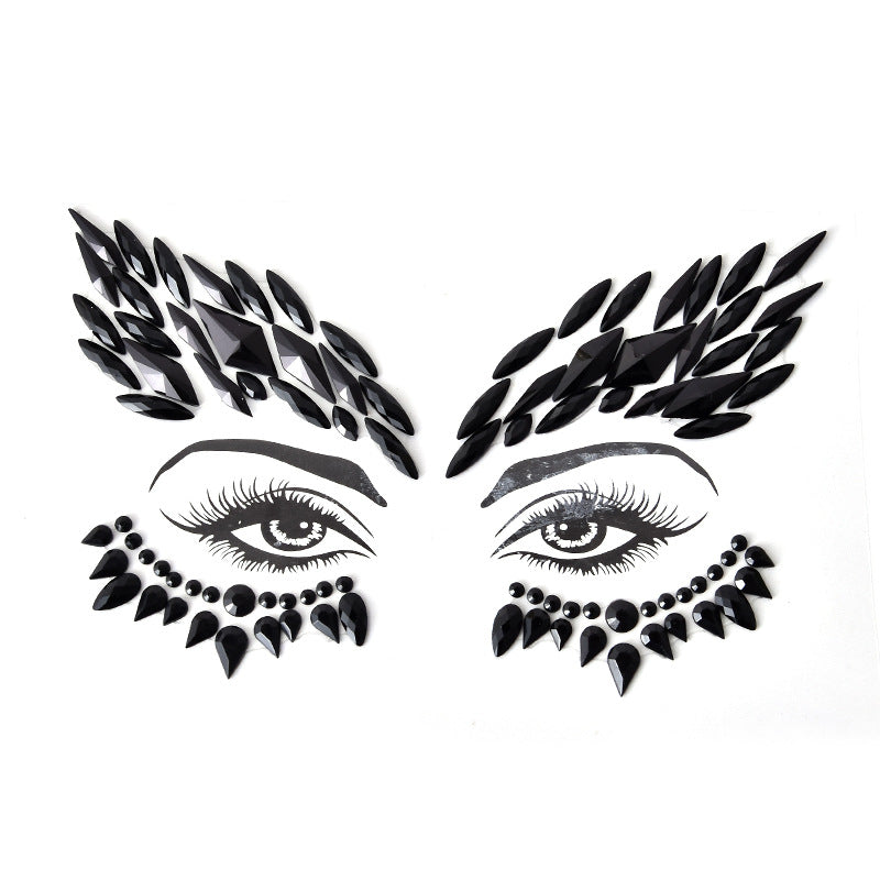 Autocollant décoratif en résine et strass pour visage de carnaval d'Halloween