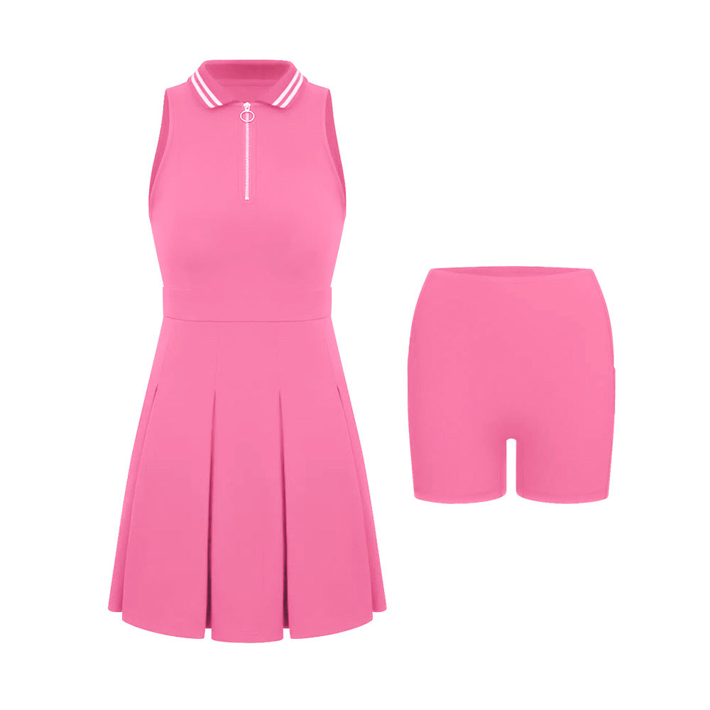 Women Fashion Casual Contrast Color Tennis Dress Set