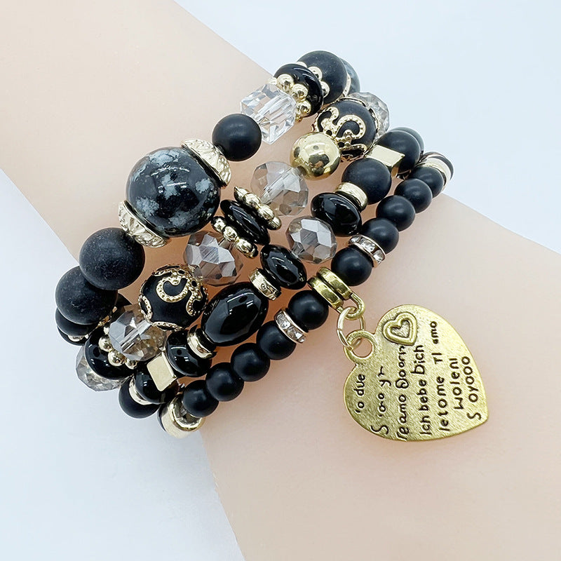 Women Retro Bohemian Heart Pendant Bracelet