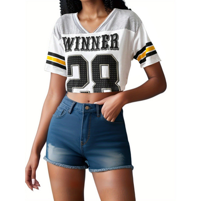 Women Loose Short-Sleeved Casual Jersey Top