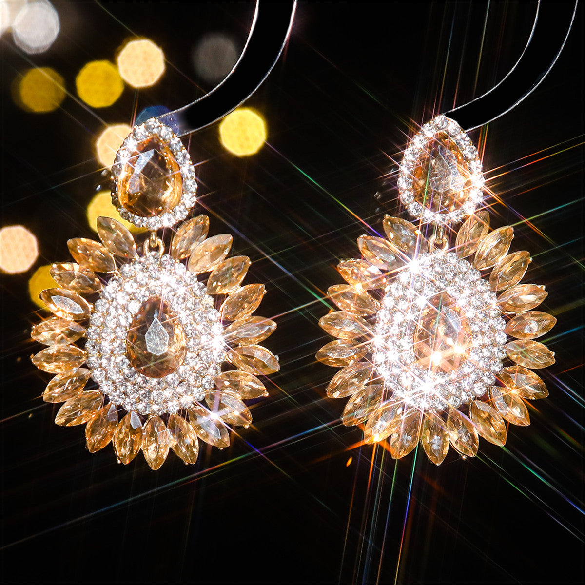 Boucles d'oreilles à strass multicolores exagérées pour femmes