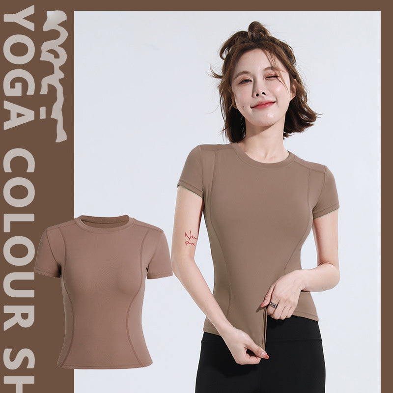T-shirt de sport décontracté à col rond pour femme