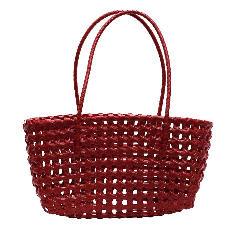 Handmade Woven Fabric Beach Tote with Vegetable Basket Style