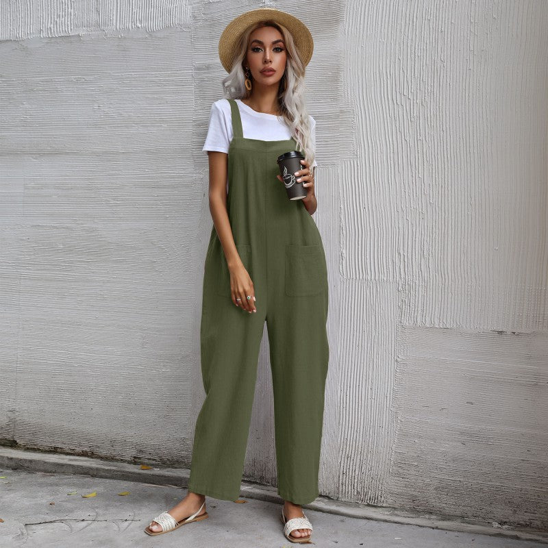 Cozy Cotton Linen Women's Sleeveless Jumpsuit