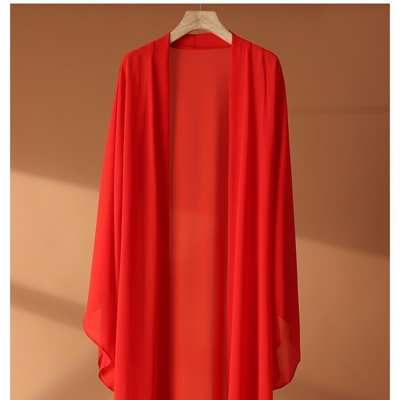 Manteau décontracté à manches longues en mousseline de soie de couleur unie pour femme