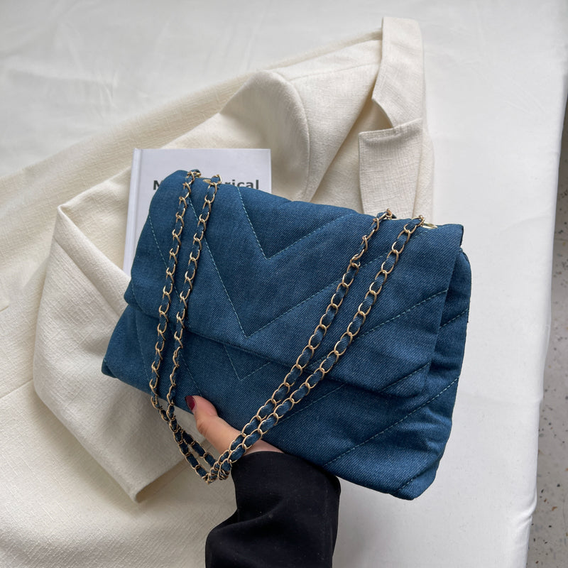 Sac à bandoulière en jean simple et élégant de grande capacité