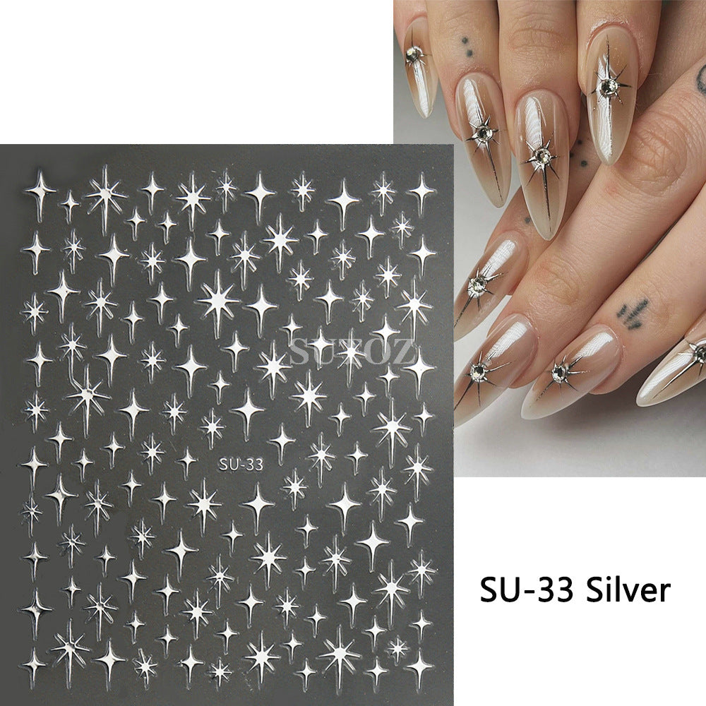 Autocollants pour nail art étoiles scintillantes