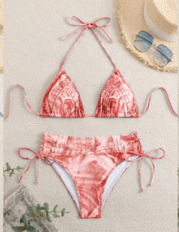 Bikini sexy con cuello halter y estampado a la moda para mujer