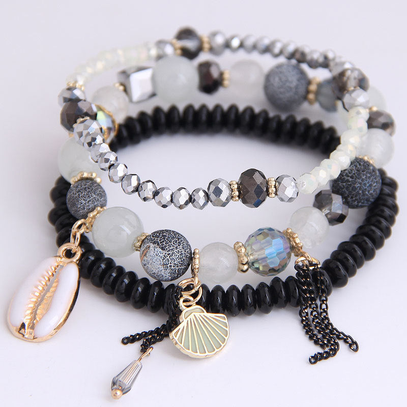 Pulsera de cuentas multicapa estilo bohemio oceánico para mujer
