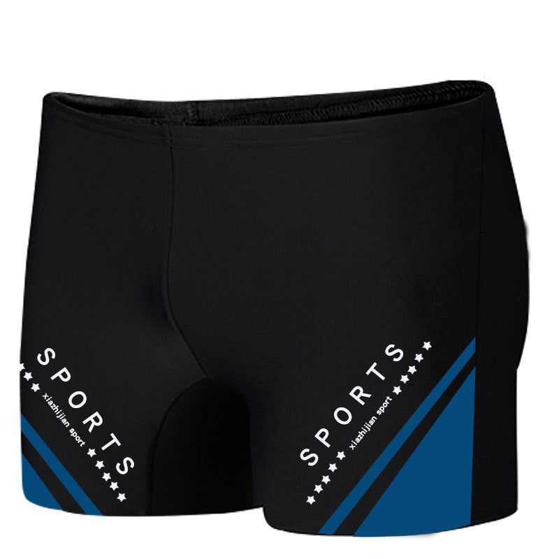 Traje de baño de ángulo plano con estampado de letras y colores a juego para hombre