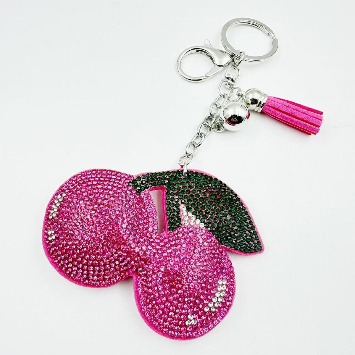 Fashion Rhinestone Cherry Fruit Keychain