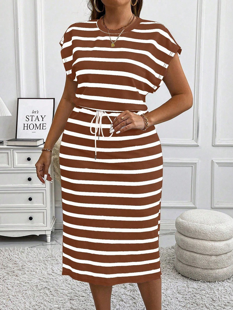 Vestido informal de rayas de talla grande para mujer