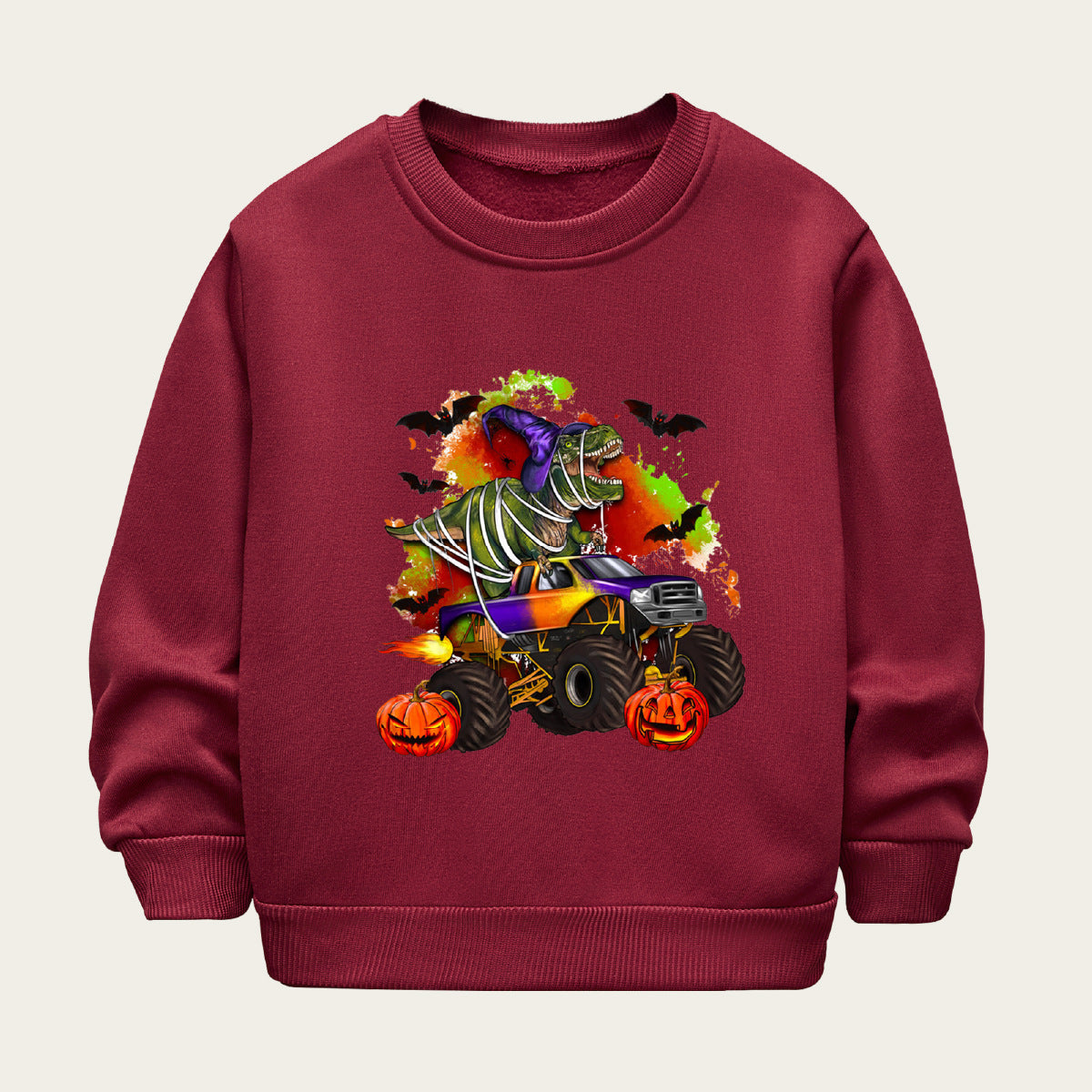 Kids Toddler Boys Girls Casual Halloween Print Fleece Sweatshirt