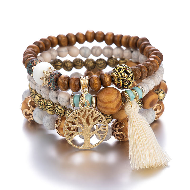 Bohemian Style Multi-Layer Wooden Beaded Bracelet
