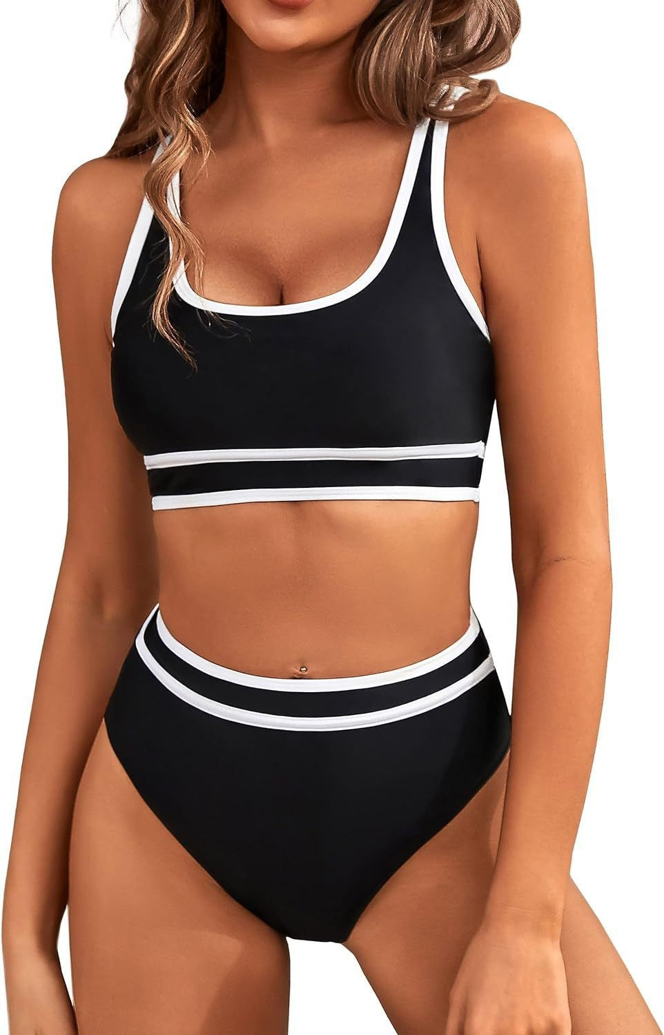 Traje de baño bikini sexy de color sólido a la moda para mujer