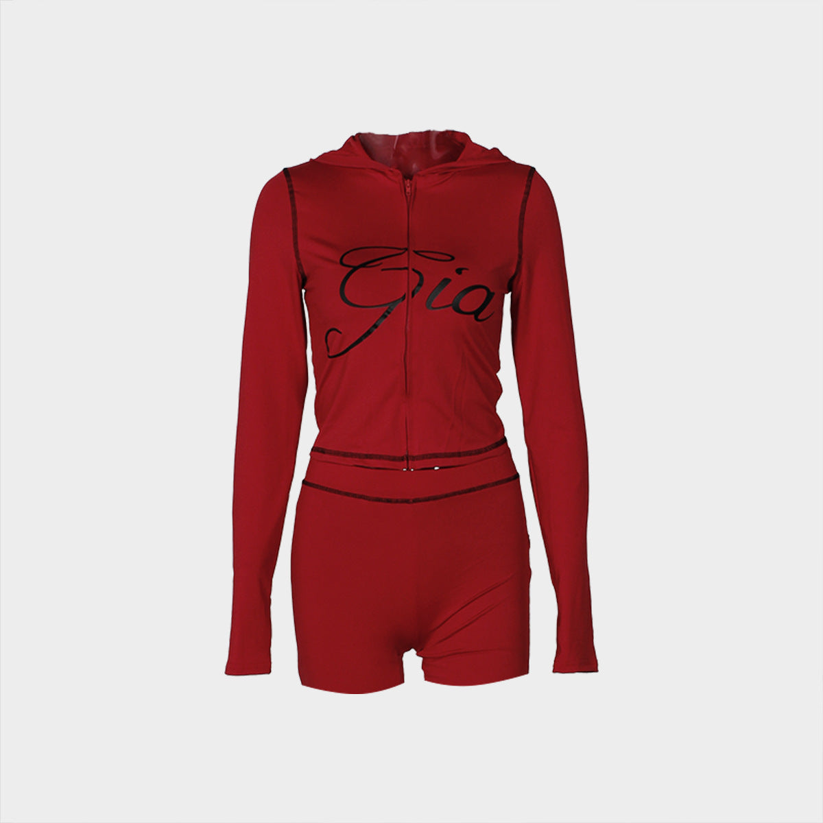 Women Casual Printed Slim-Fit Hoodie and Shorts Set