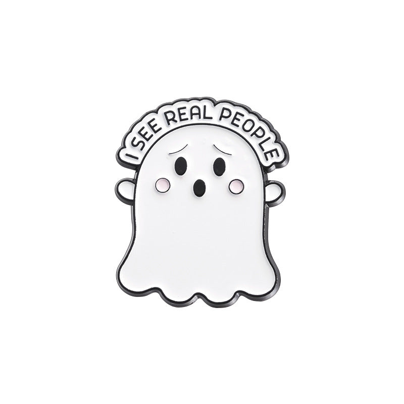 Broche fantôme d'Halloween en alliage de zinc pour femme, simple et mignonne