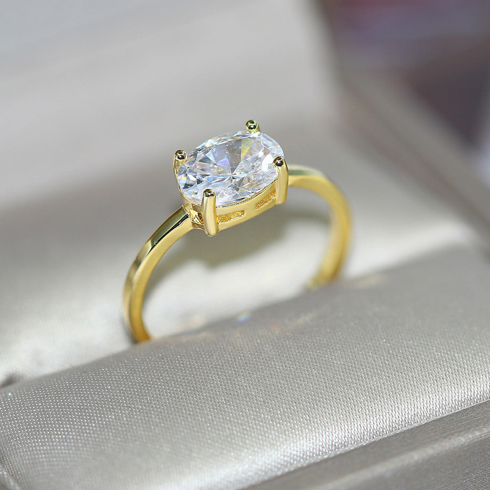 Anillo de circonita simple de moda para mujer