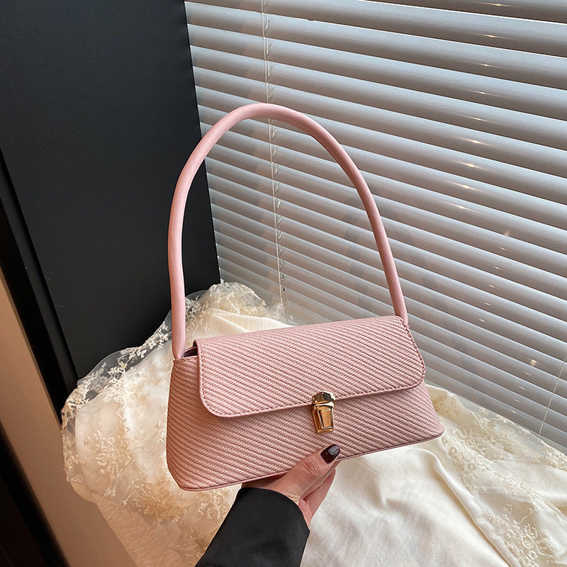 Sac à bandoulière décontracté couleur unie pour femme - Sac sous les bras en PU