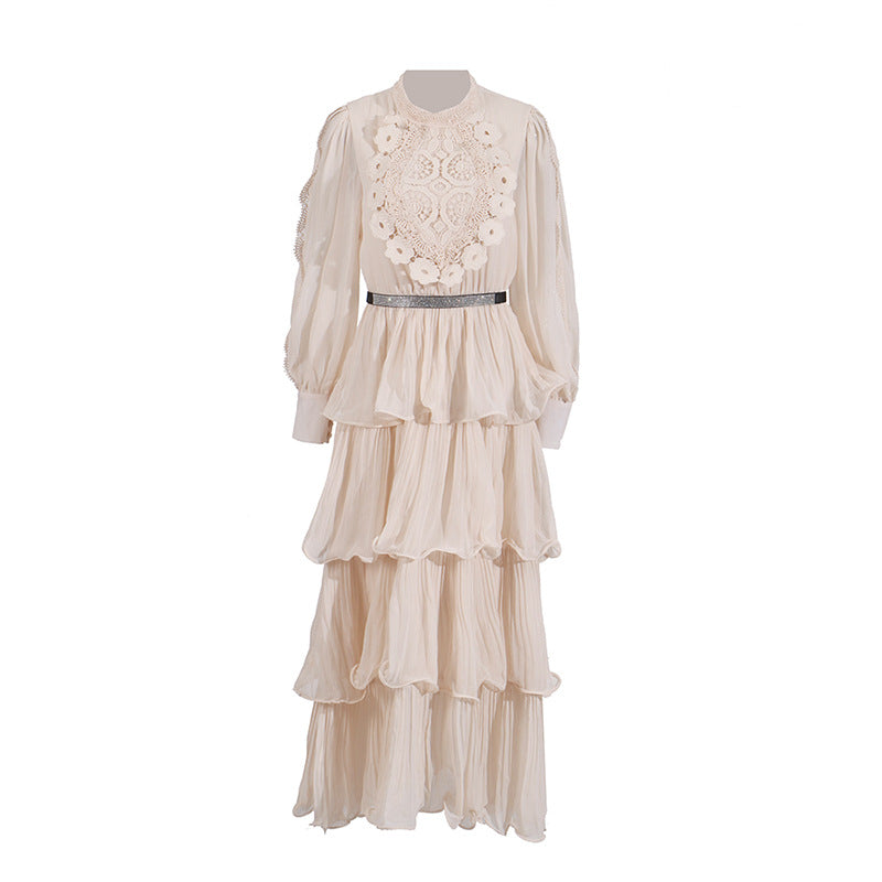 Vestido largo retro elegante de encaje bordado