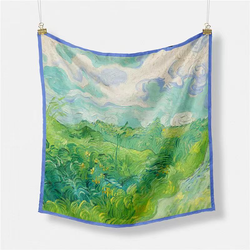 Bufanda de satén a rayas con estampado floral de elefante para mujer
