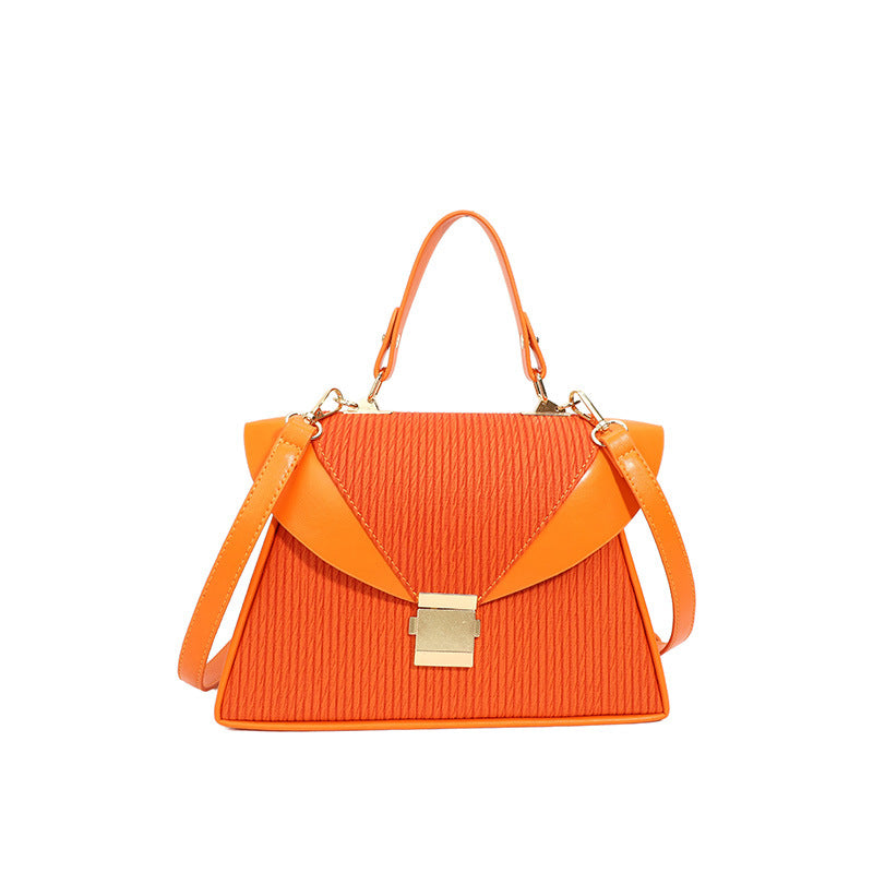 Fashion Stitching Contrast Clamping Handbag - PU Small Square Bag