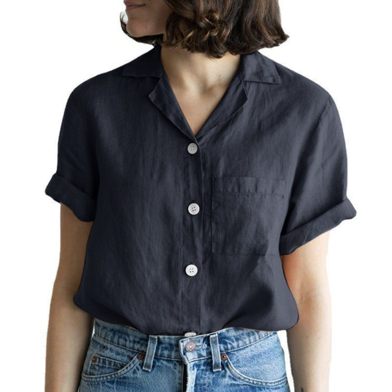 Blusa casual de color sólido de moda para mujer