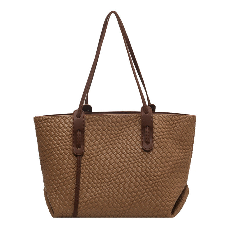 Bolso tote tejido informal de moda para mujer con gran capacidad