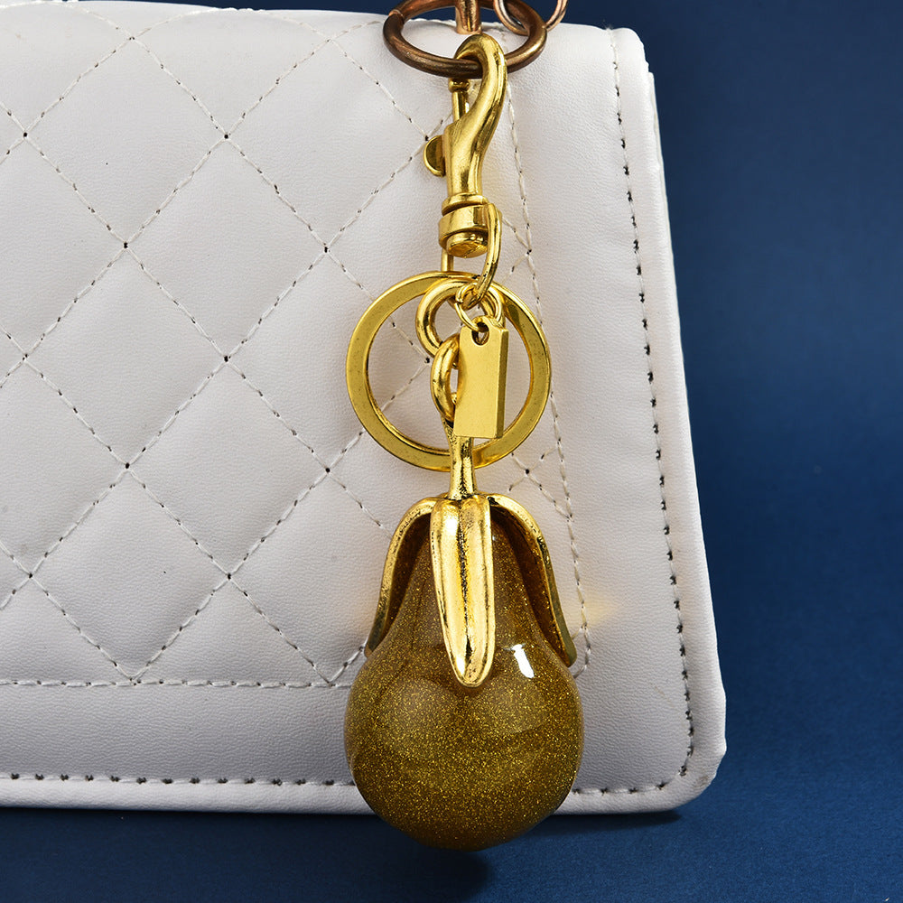 Women Fashion Golden Pear Pendant Keychain