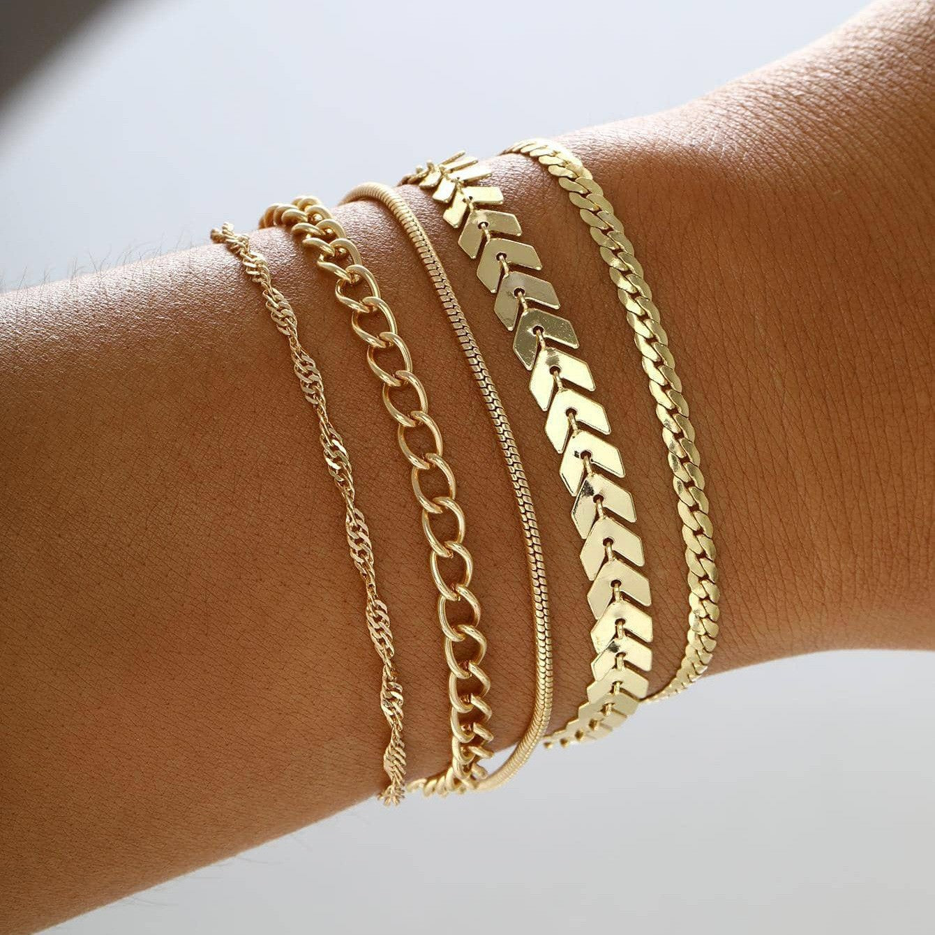 Conjunto de pulseras de cadena multicapa bohemias para mujer