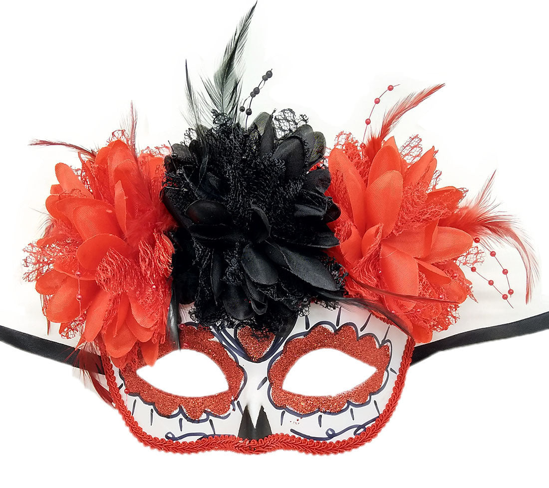 Máscara de media cara con flor para disfraz de Halloween