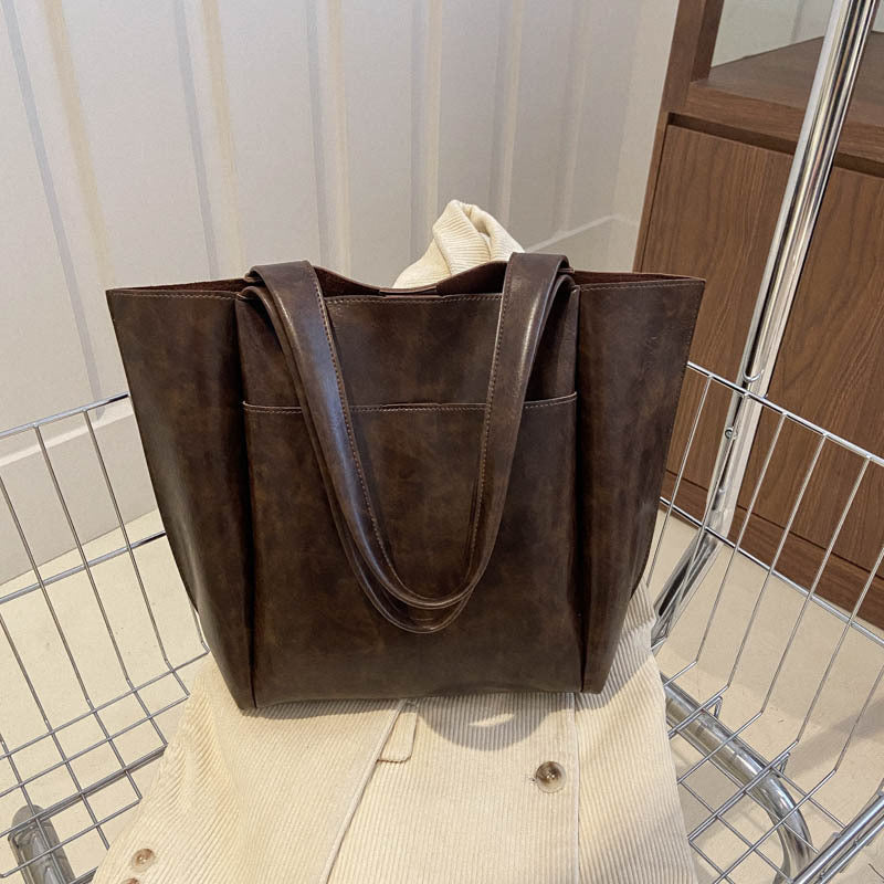 Bolso de mano retro informal de gran capacidad para mujer