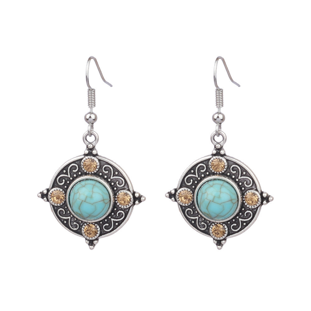 Conjunto de pendientes turquesa retro de estilo étnico bohemio