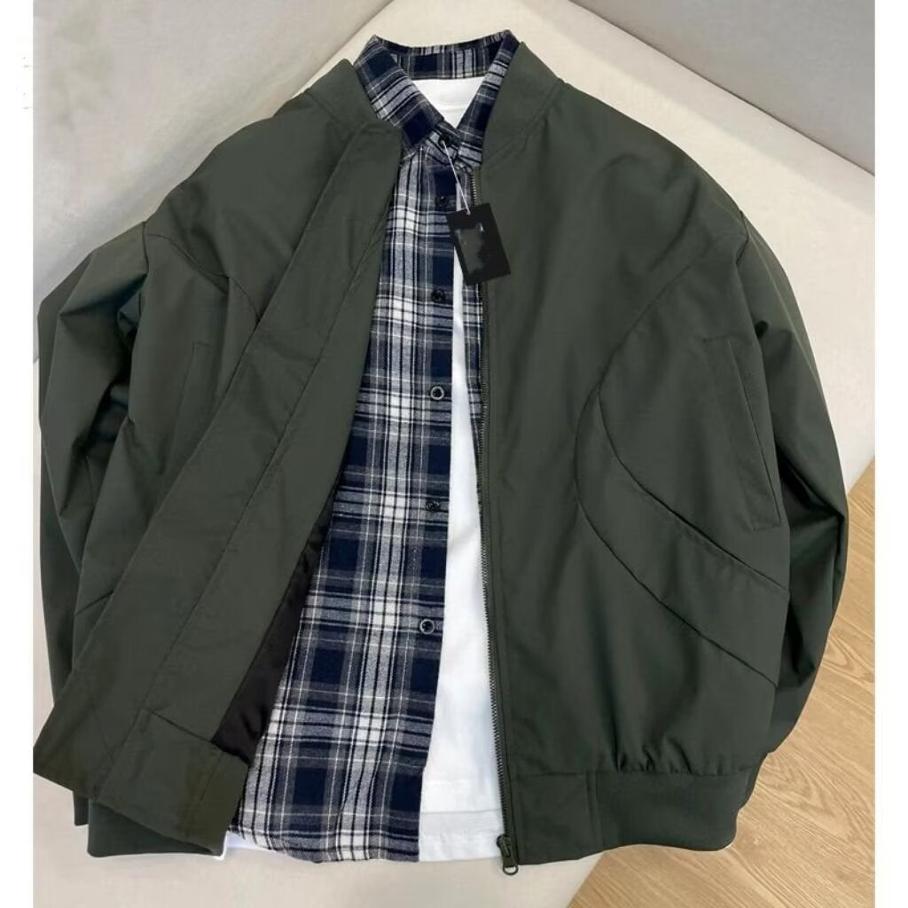 Chaqueta de béisbol informal de color sólido para hombre