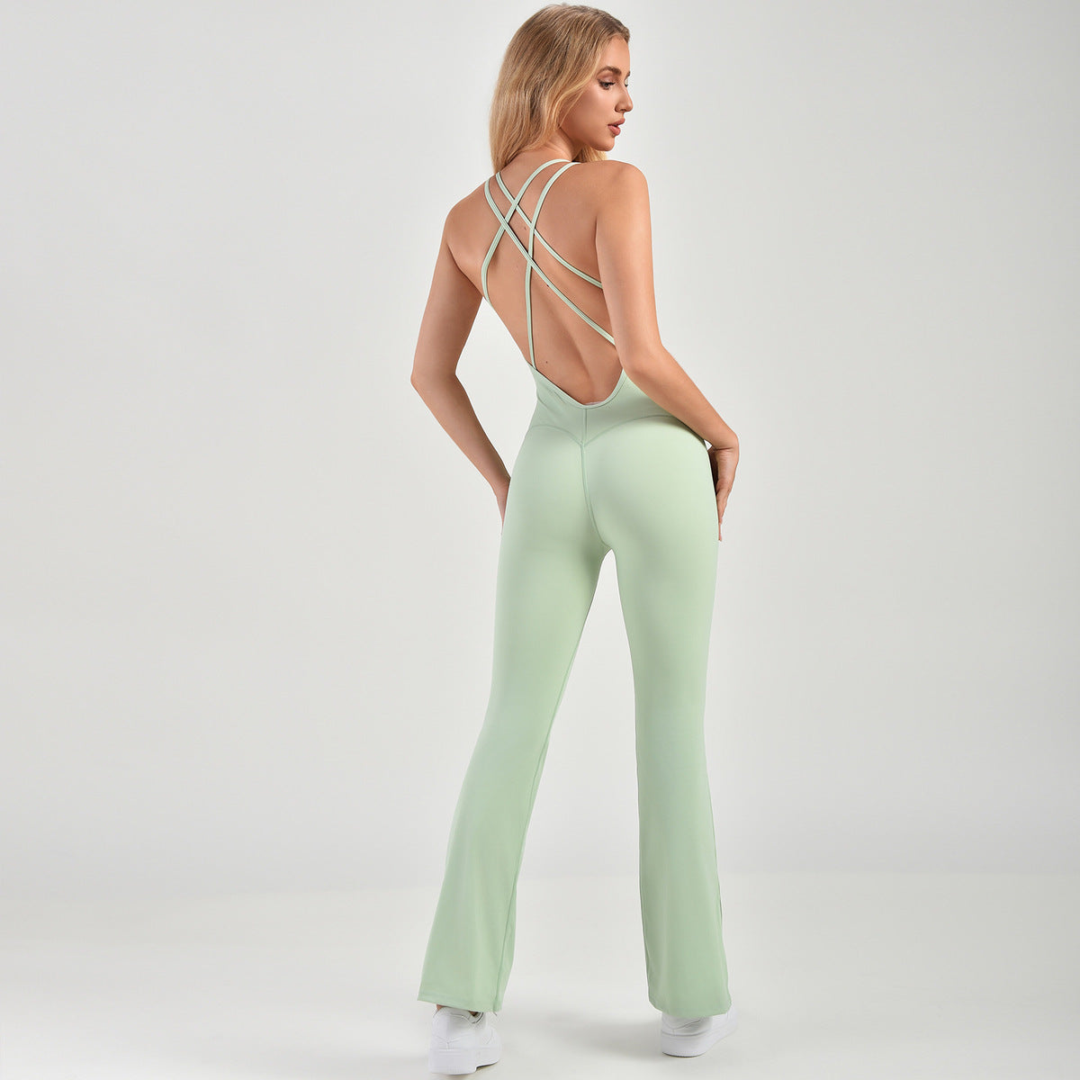Combinaison dos nu sexy de couleur unie pour femmes