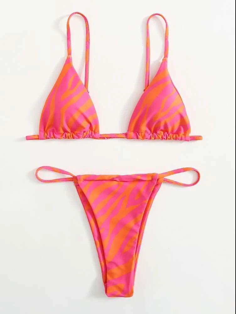 Ensemble de maillot de bain bikini sexy à rayures pour femme, mode été