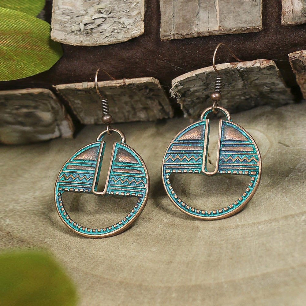 Boucles d'oreilles rétro turquoise de style ethnique bohème