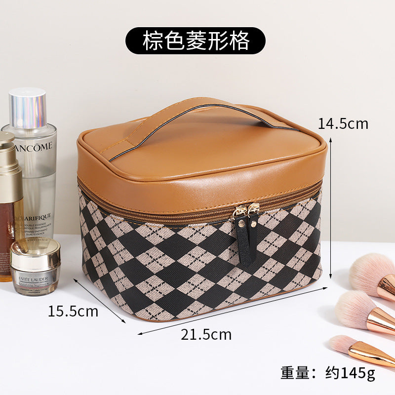 Bolsa de cosméticos de pata de gallo de moda en blanco y negro