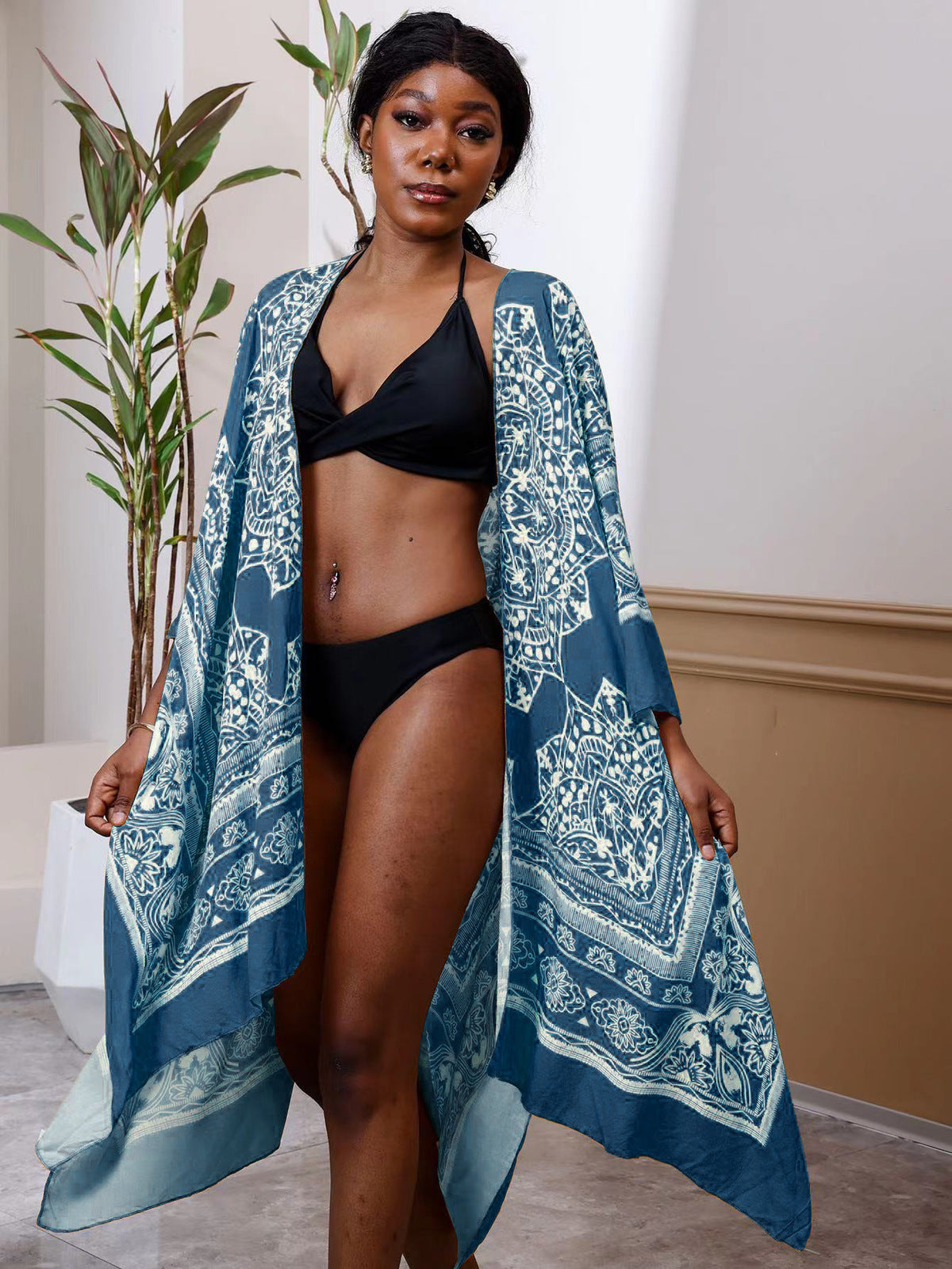 Women Fashion Sexy Print Vacation Beach Bikini Cover-Up
