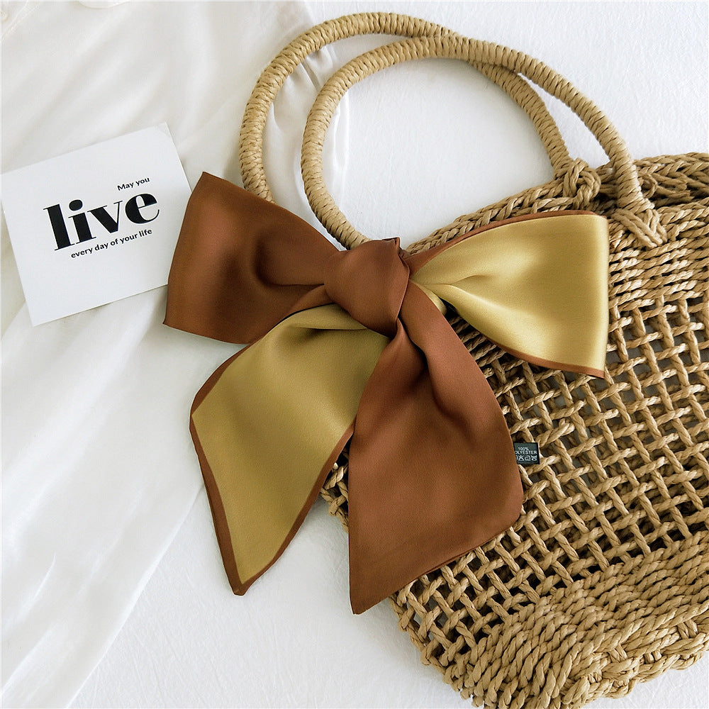 Fashion Double-Sided Two-Color Long Ribbon Tie Bag Handle Scarf