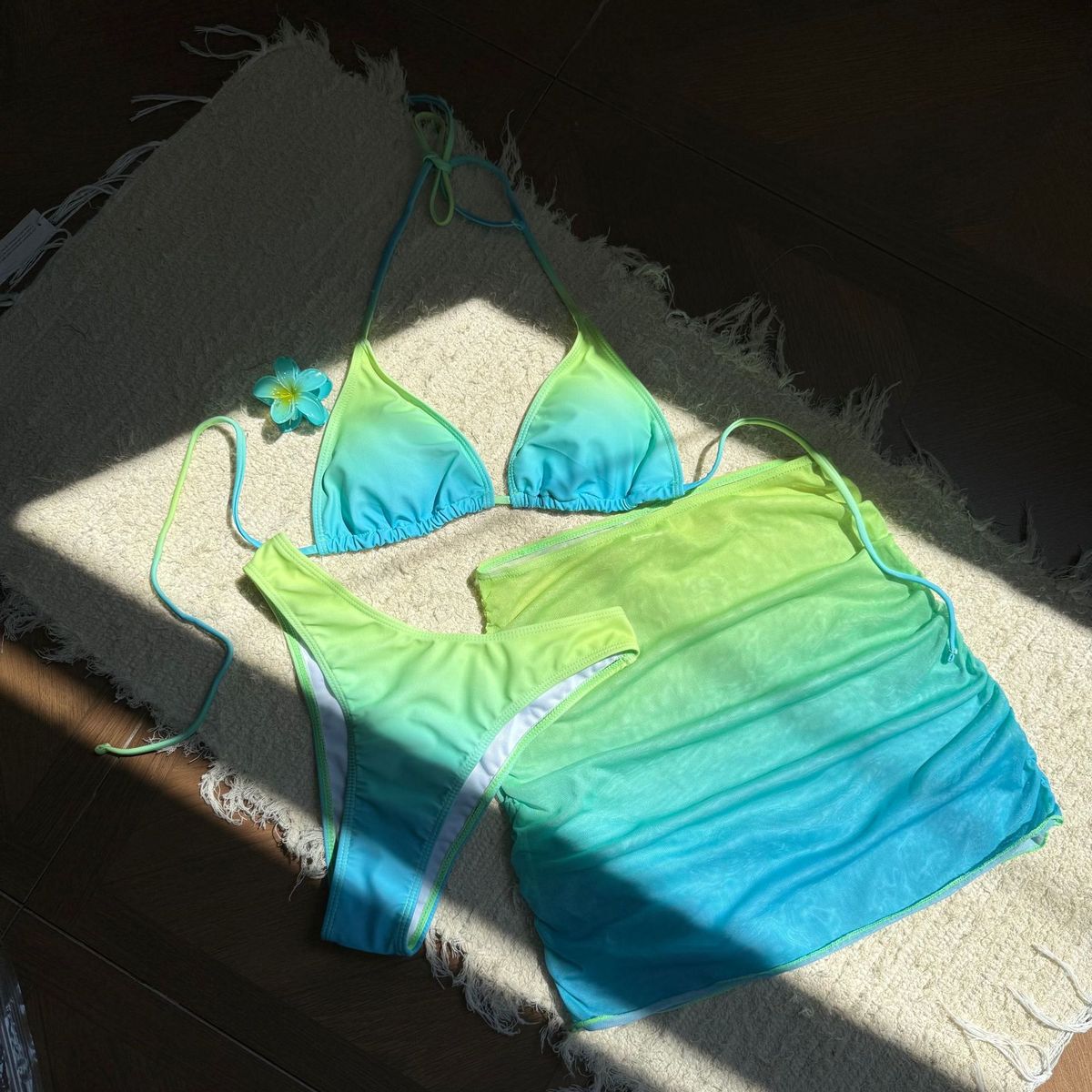 Women Sexy Gradient Bikini Three-Piece Set
