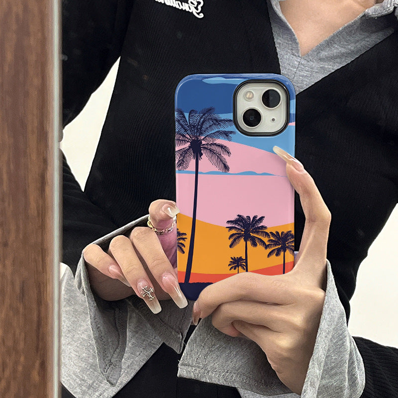 All-Inclusive Cartoon Coconut Print Soft iPhone Case