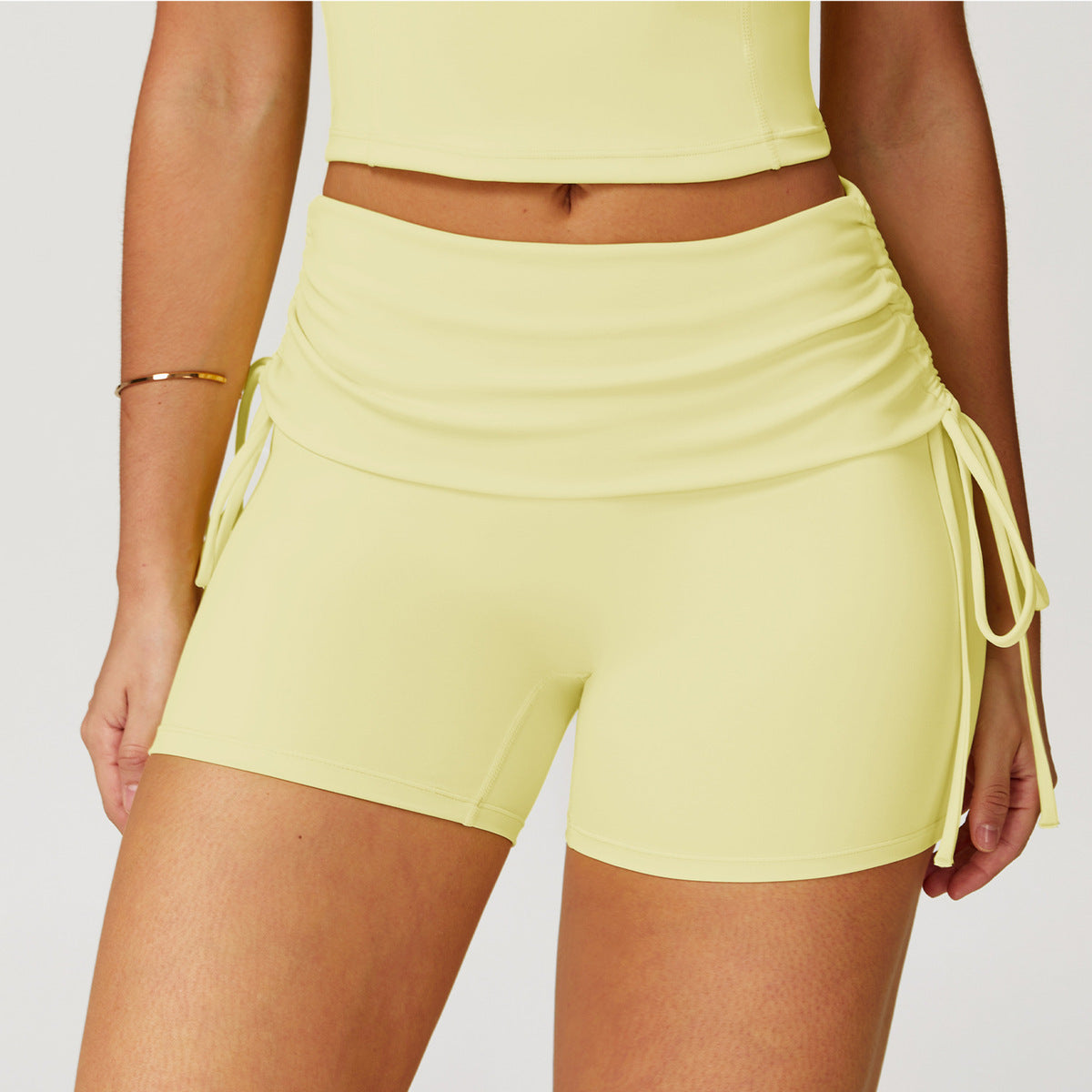Short de yoga décontracté de couleur unie pour femme