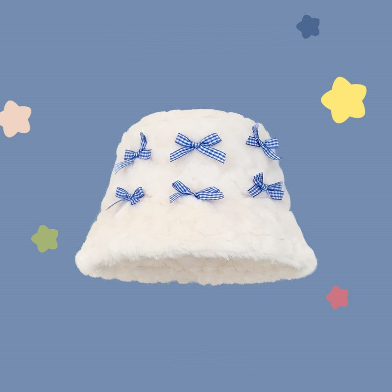 Sombreros de pescador de felpa de moda para mujer en color caqui y blanco