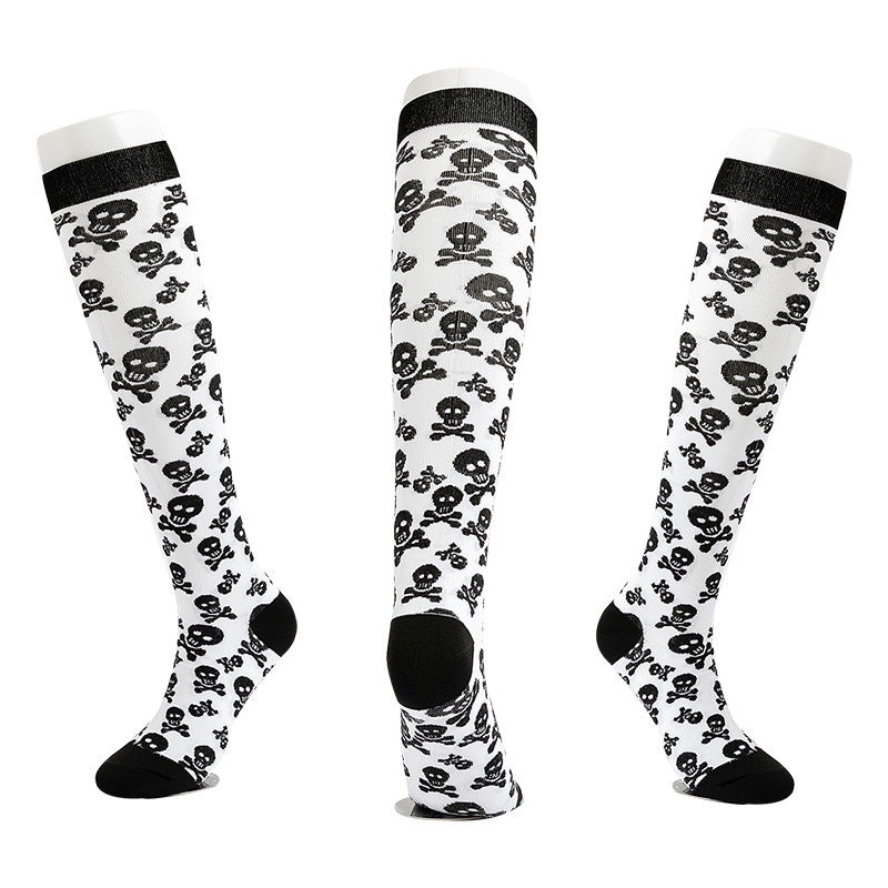 Chaussettes mollet en nylon à la mode, amusantes, sport, Halloween, crâne