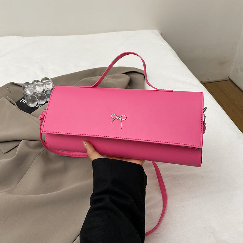 Women Fashion Small Solid Color Rectangular Shoulder Bag - Street Trend PU Material